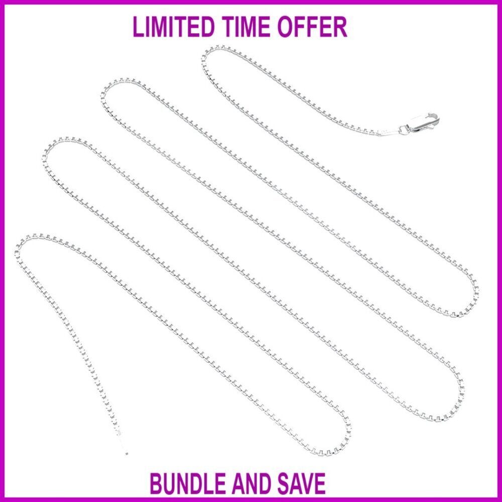 925 Sterling Silver Box Chain Necklace 16in Lobster Clasp Italian Jewelry